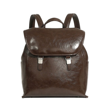 Genuine Leather Unisex Bronze-Era Casual Backpack