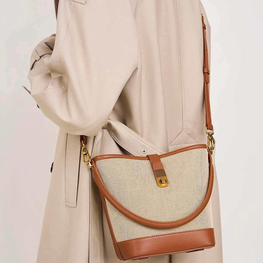 Niche Commuter Color Block Woven Shoulder Bag